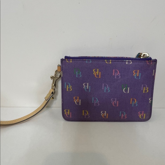 Dooney & Bourke Multicolor Logo Purple Wristlet/Coin Purse - Picture 2 of 3